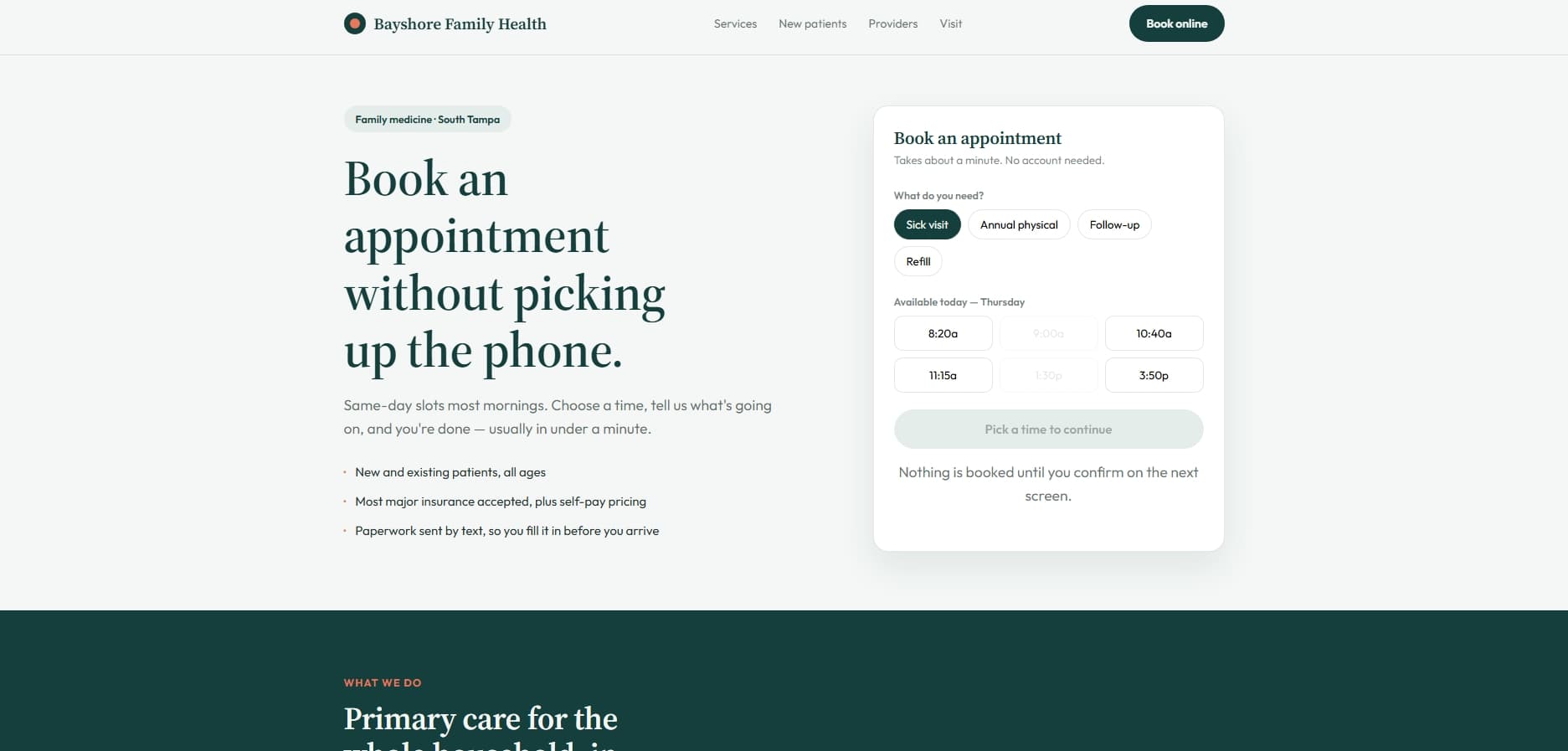 Bayshore Family Health website