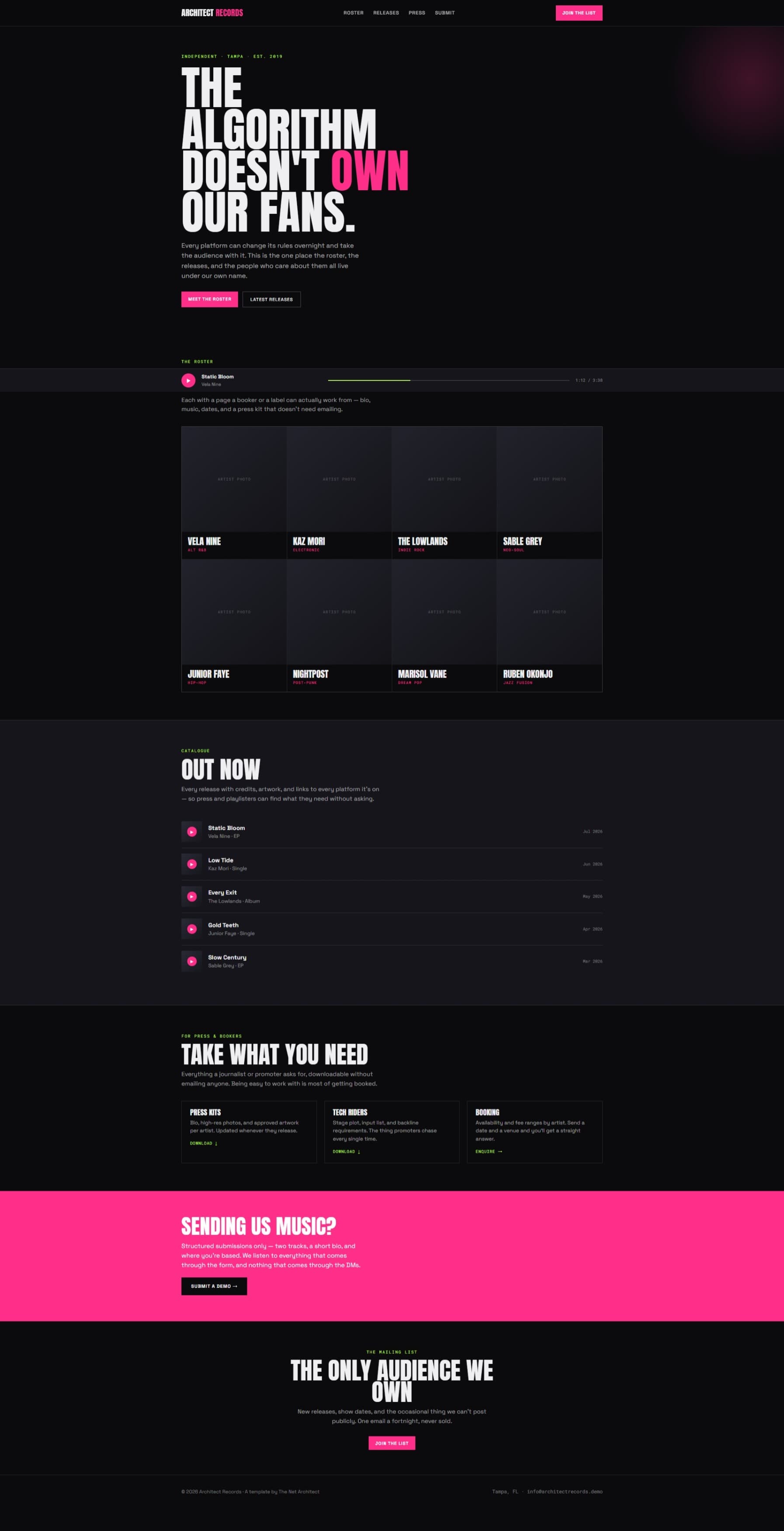 Architect Records website