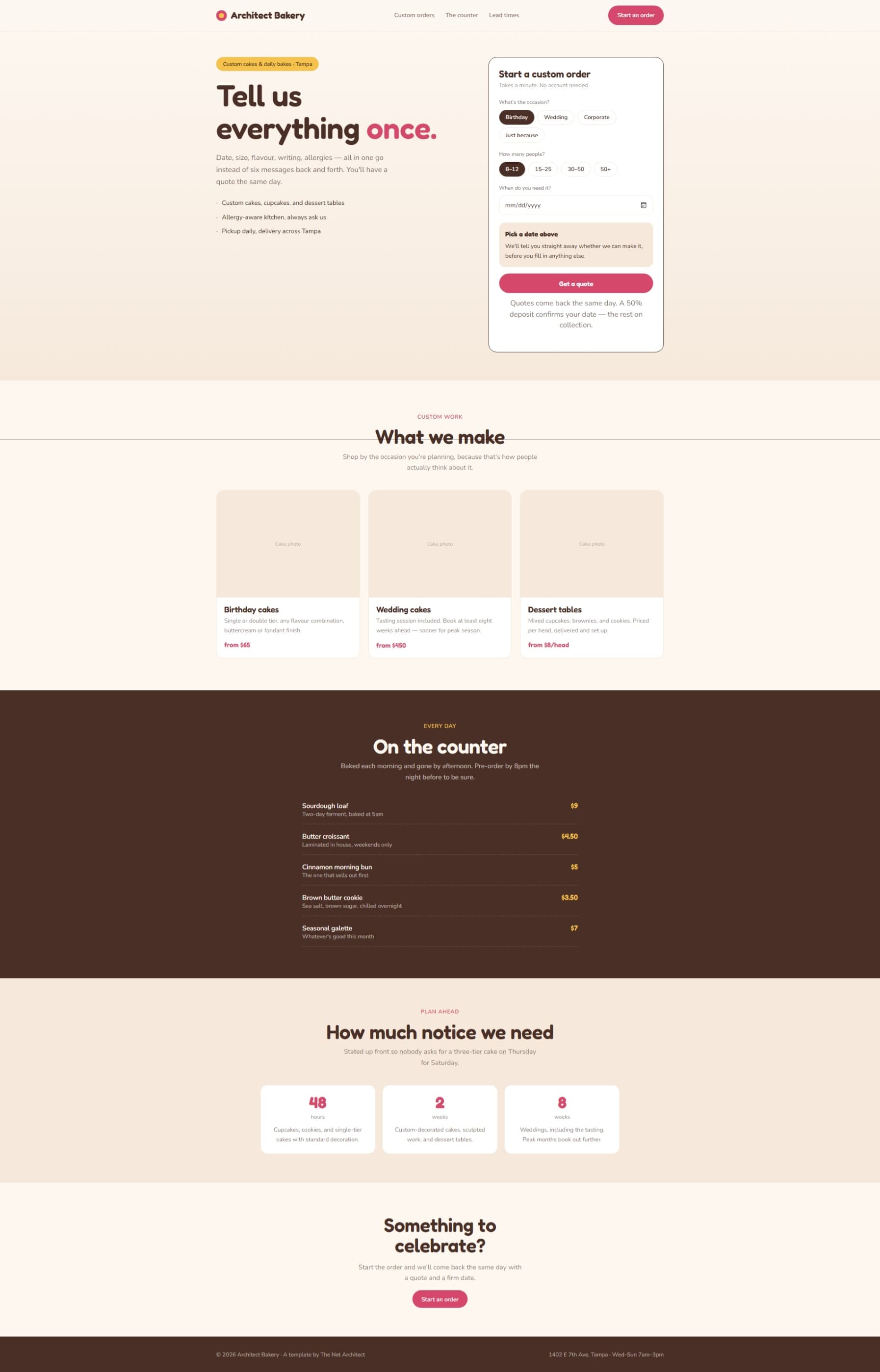 Architect Bakery website